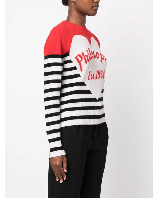 Philosophy Di Lorenzo Serafini White Intarsia-Logo Sweatshirt