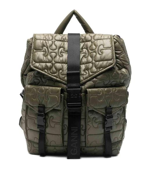 Ganni Black Quilted Nylon Backpack