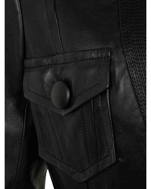 Balmain Black 4 Pockets Belted Fitted Lambskin Jacket