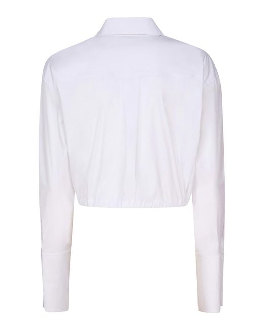 Genny White Cropped Shirt With Logo Plaque
