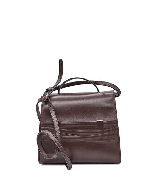 Moschino Brown Tie Me Embossed Small Bag