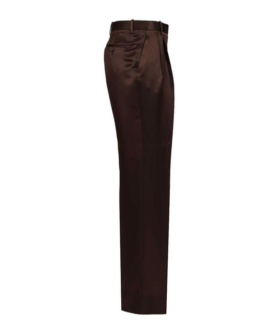 Tom Ford Brown Tailored Silk Trousers