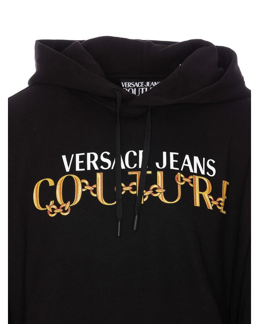 Versace Jeans Couture Black Chain Logo Hoodie for men