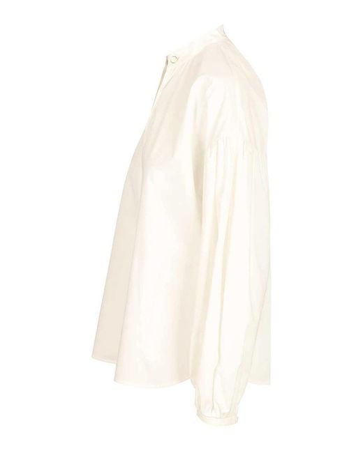 Max Mara White Cotton Satin Blouse Shirts