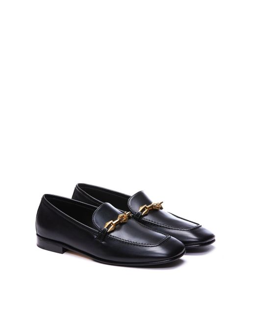 Jimmy Choo Black Diamond Tilda Leather Loafers With Chain