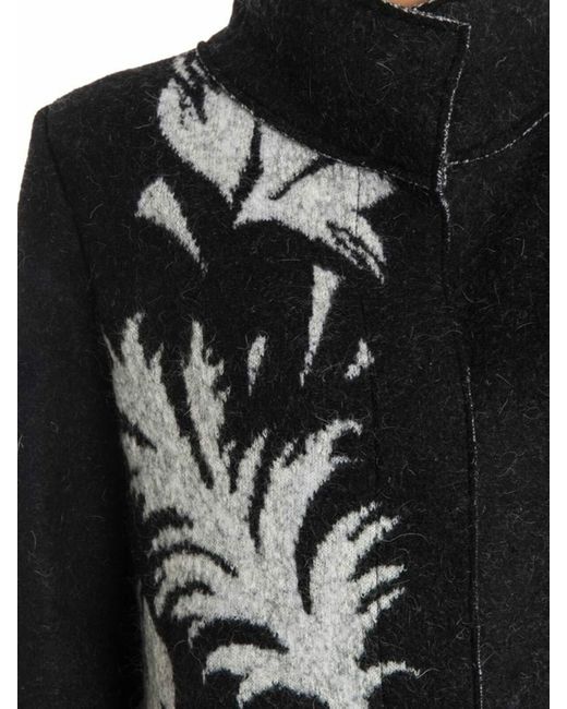 Fuzzi Black Wool Blend Coat