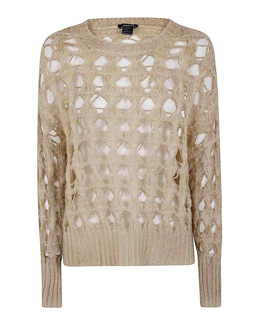 Avant Toi Natural Round Neck Jumper Vimini Stitch Hand Painted