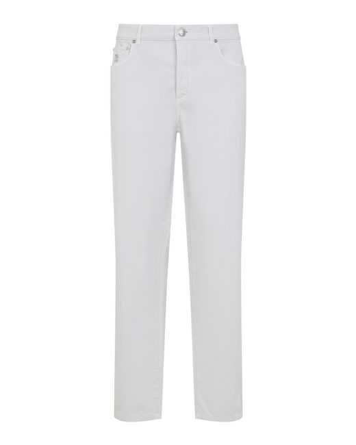 Brunello Cucinelli White Cotton Jeans for men