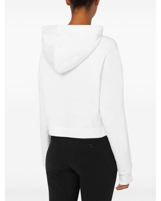 Moschino White Heart-Print Cotton Hoodie