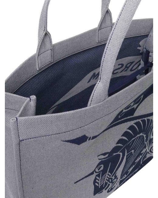 Burberry Blue Medium Canvas Tote for men