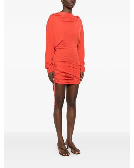 Christopher Esber Red Luna Draped Jersey Mini Dress