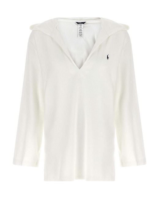 Polo Ralph Lauren White Hooded Sweater