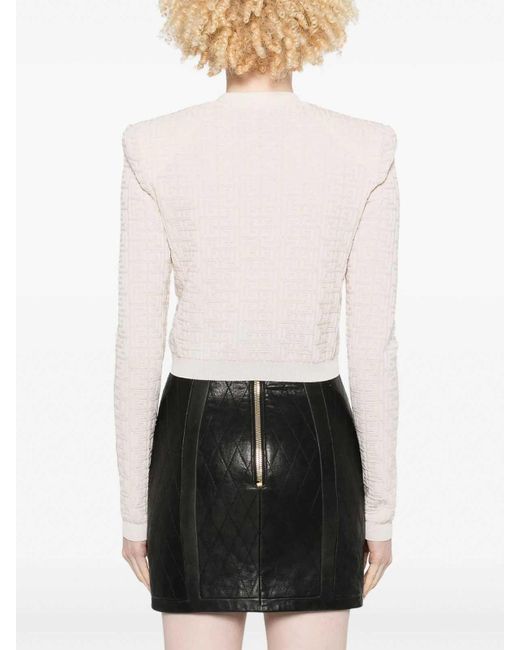 Balmain White Pb Labyrinth Knit Cardigan