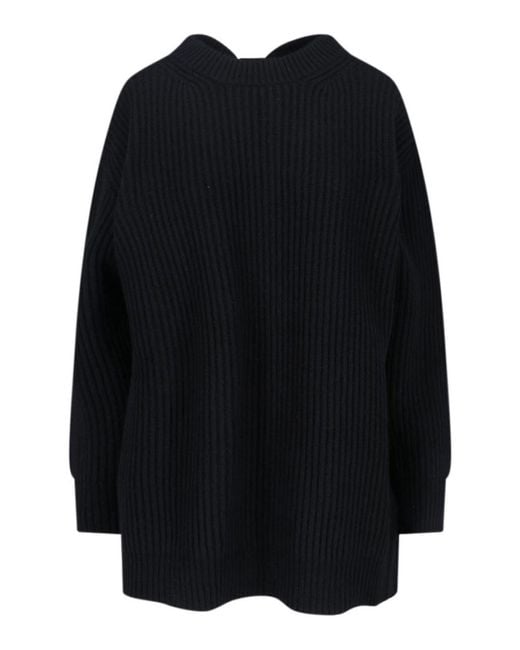 MM6 by Maison Margiela Black Wool Blend Sweater Dress