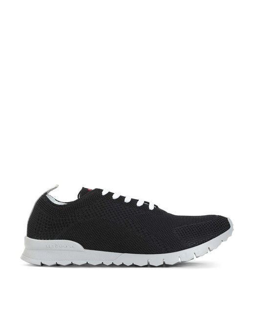 Kiton Black Lightweight Knit Sneakers for men