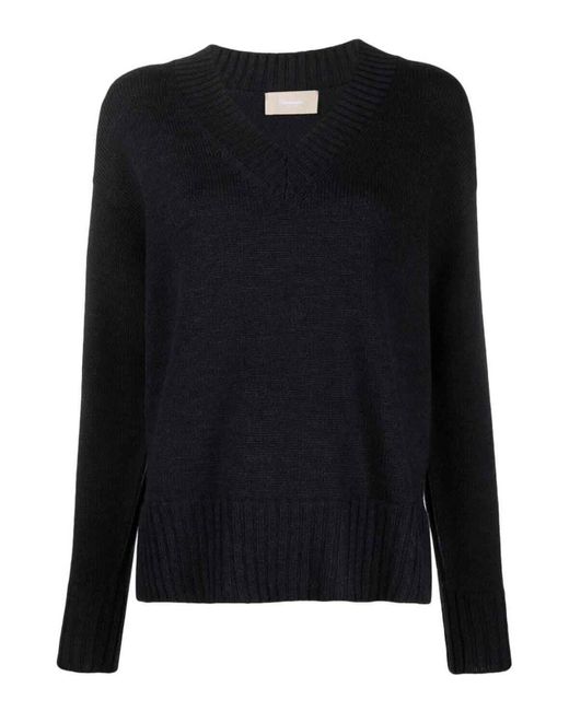Drumohr Black Long Sleeves V Neck Oversized Sweater