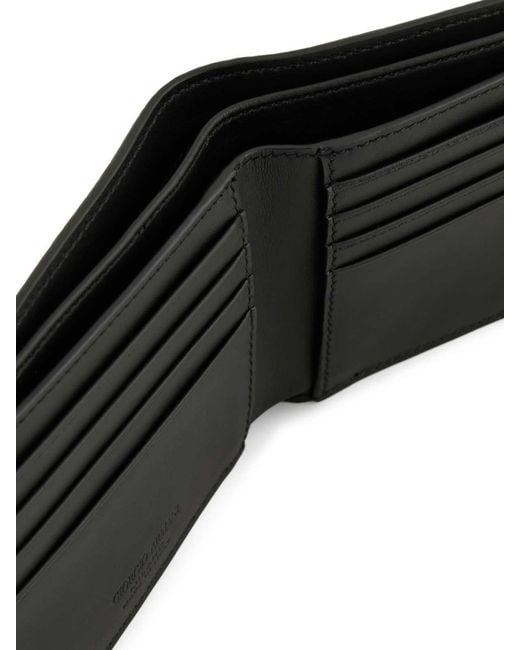 Giorgio Armani Black Printed Leather Bifold Wallet for men