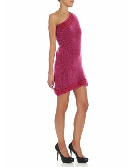 Vivienne Westwood Red Worked Wool One-Shoulder Dress