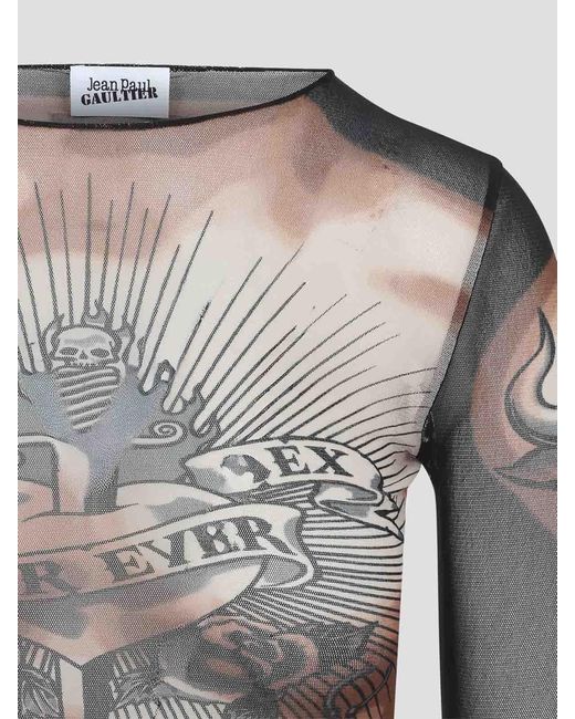 Jean Paul Gaultier Gray Safe Sex Tattoo Top