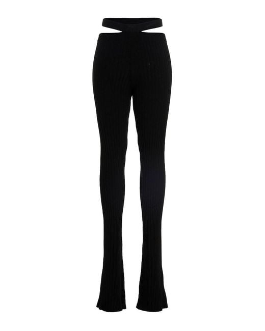 ANDREADAMO Black Ribbed Flared Pants