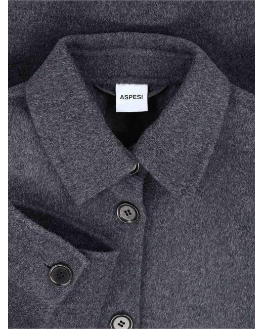 Aspesi Blue Wool Shirt Jacket