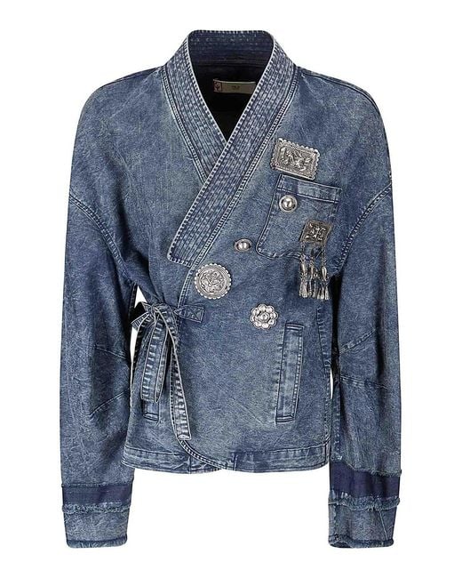 HUI Blue Chinese-Style Denim Jacket