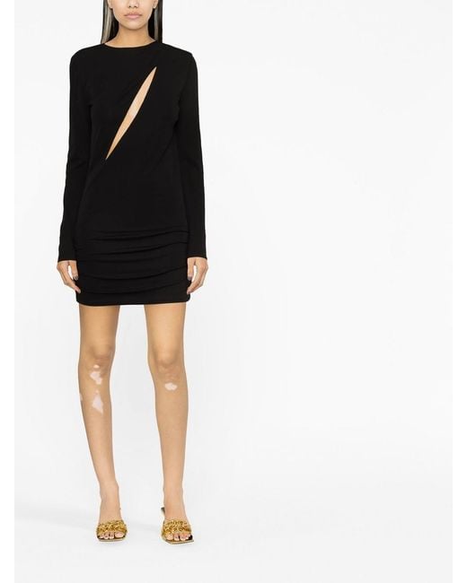 Versace Black Cut-Out Crewneck Dress With Rear Zip