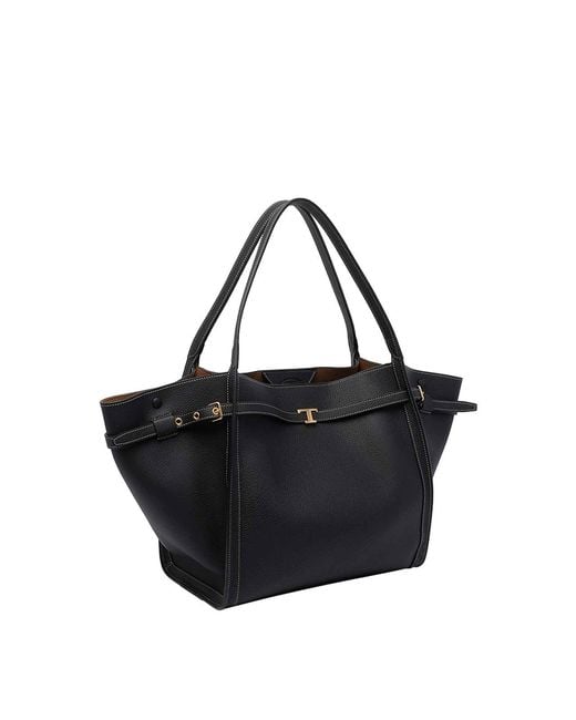 Tod's Black Medium Leather Shopping Bag