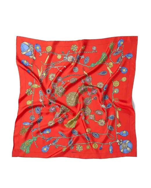 Versace Red Foulard 90X90 Silk Twill Bio Print