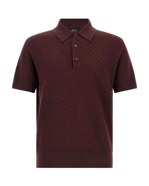 Brioni Red Weaving Polo for men
