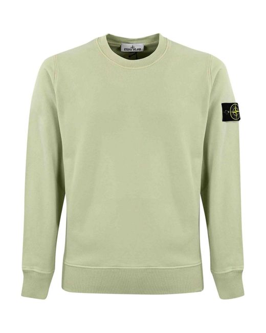 Stone Island Green Cotton Logo Sweatshirt for men