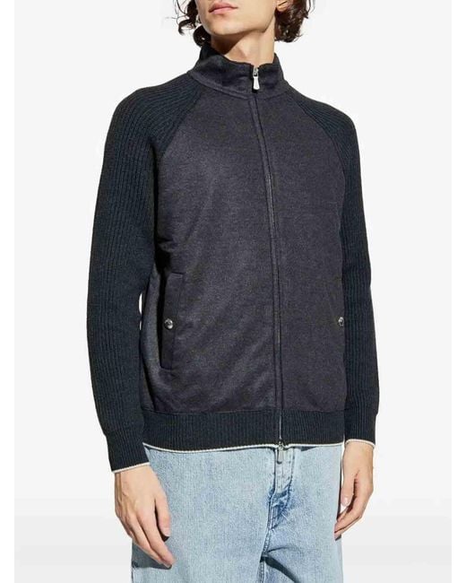 Eleventy Blue Full Zip Jacket And Sand for men