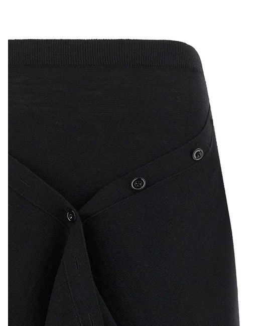 Lemaire Black Button Asymmetrical Skirt
