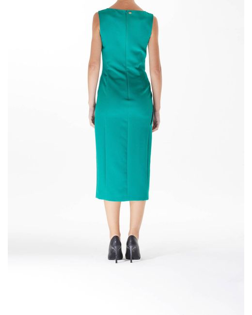 Just Cavalli Green Scratch Sleeveless Sheath Dress