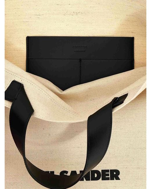 Jil Sander Natural 'Border Book Tote Square' Shopping Bag