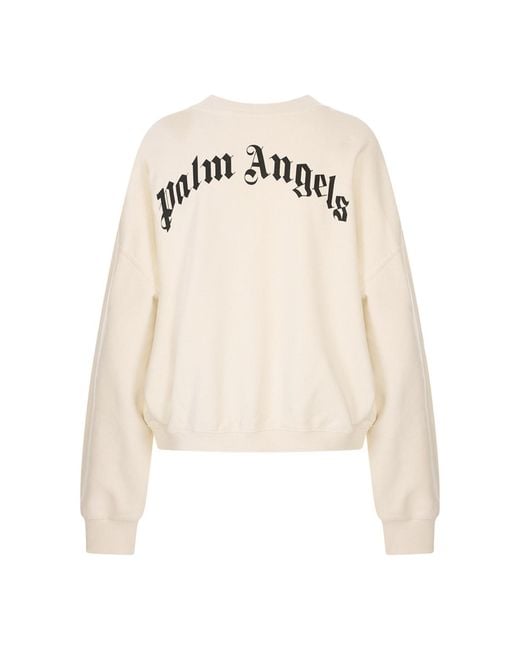 Palm Angels White Curved Logo Loose Crop Crew