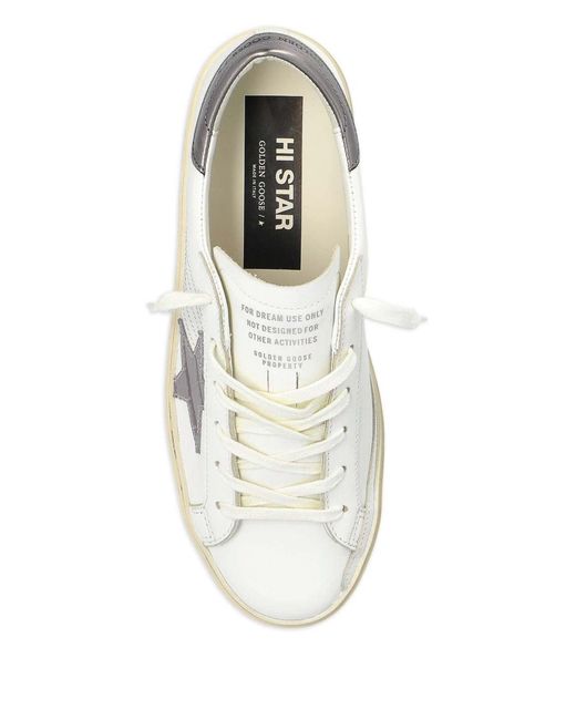 Golden Goose Deluxe Brand White Hi Star Leather Sneakers