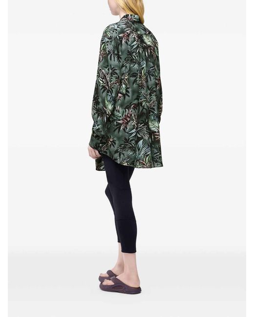 Rabanne Gray Oversized Forest Silk Shirt