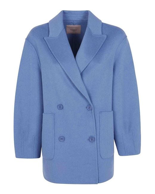 Twinset Blue Double Brested Peacoat