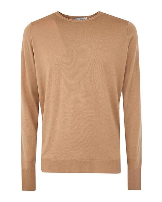 John Smedley Natural Marcus Long Sleeves Crew Neck Pullover for men