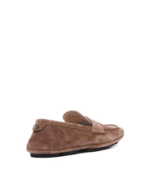 Dolce & Gabbana Brown Loafers Round Toe Slip On for men
