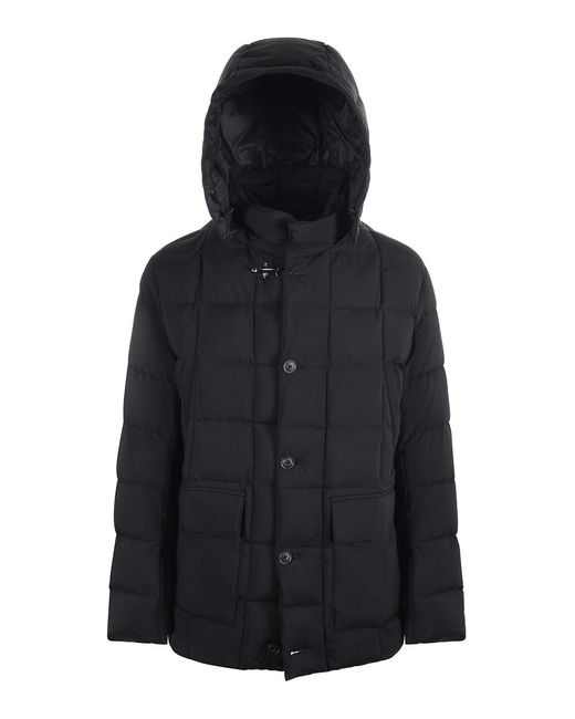 Fay Black Quilted Nylon Down Jacket for men