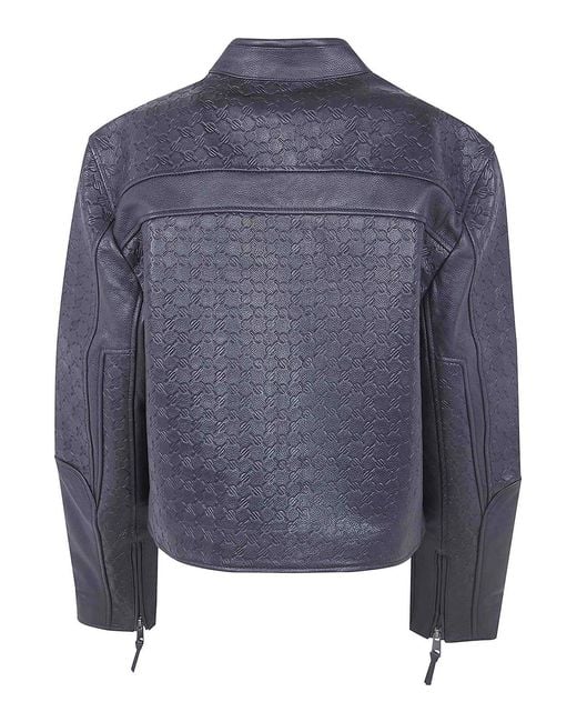 Daily Paper Blue Structured Leather Jacket for men