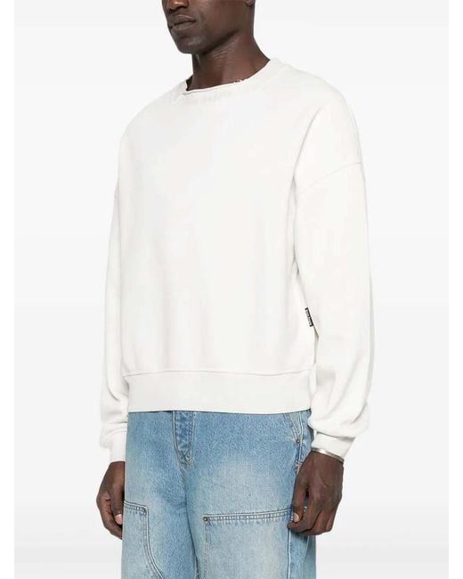 Palm Angels White Curved Logo Loose Collar Crew Off for men