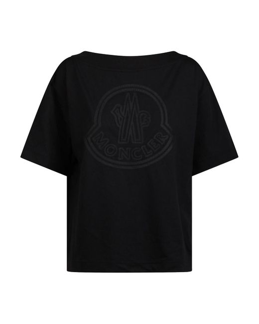 Moncler Black T-shirt With Embroidered Logo