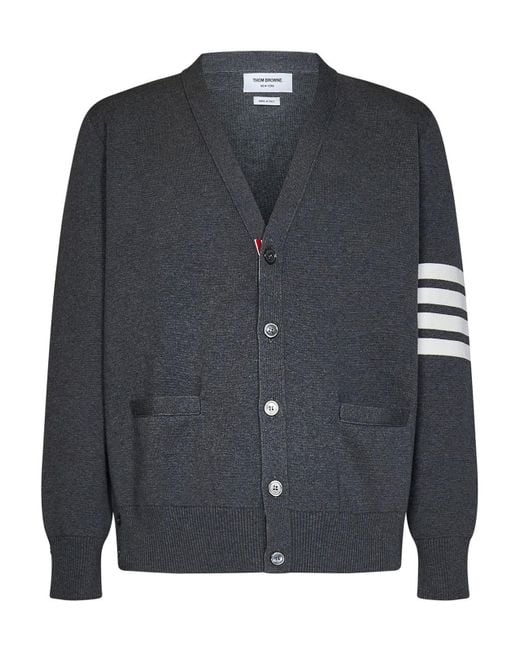 Thom Browne Gray Milano Stitch Cotton V-Neck Cardigan for men