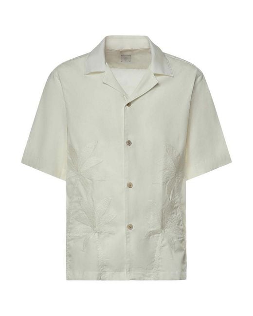 Eleventy White Cotton Bowling Shirt for men