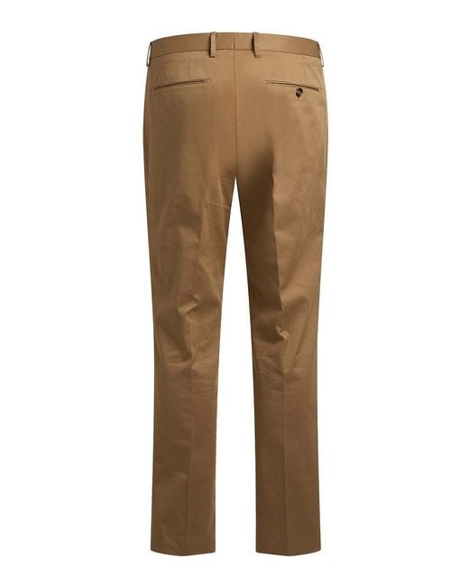 Etro Natural Khaki Stretch Cotton Gabardine Trousers for men