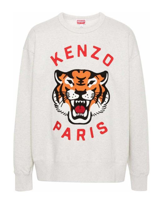 KENZO White Lucky Tiger Cotton Sweatshirt