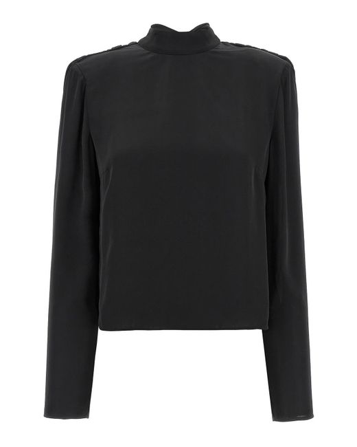 ROTATE BIRGER CHRISTENSEN Black Satin Drapy Back Top